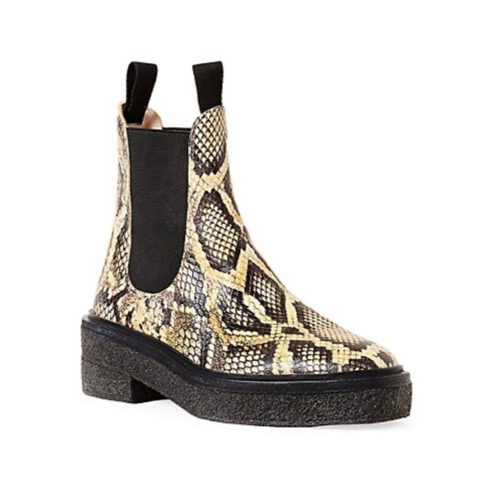 Loeffler Randall Snakeskin Print Chelsea Ankle Boot in Black and Tan